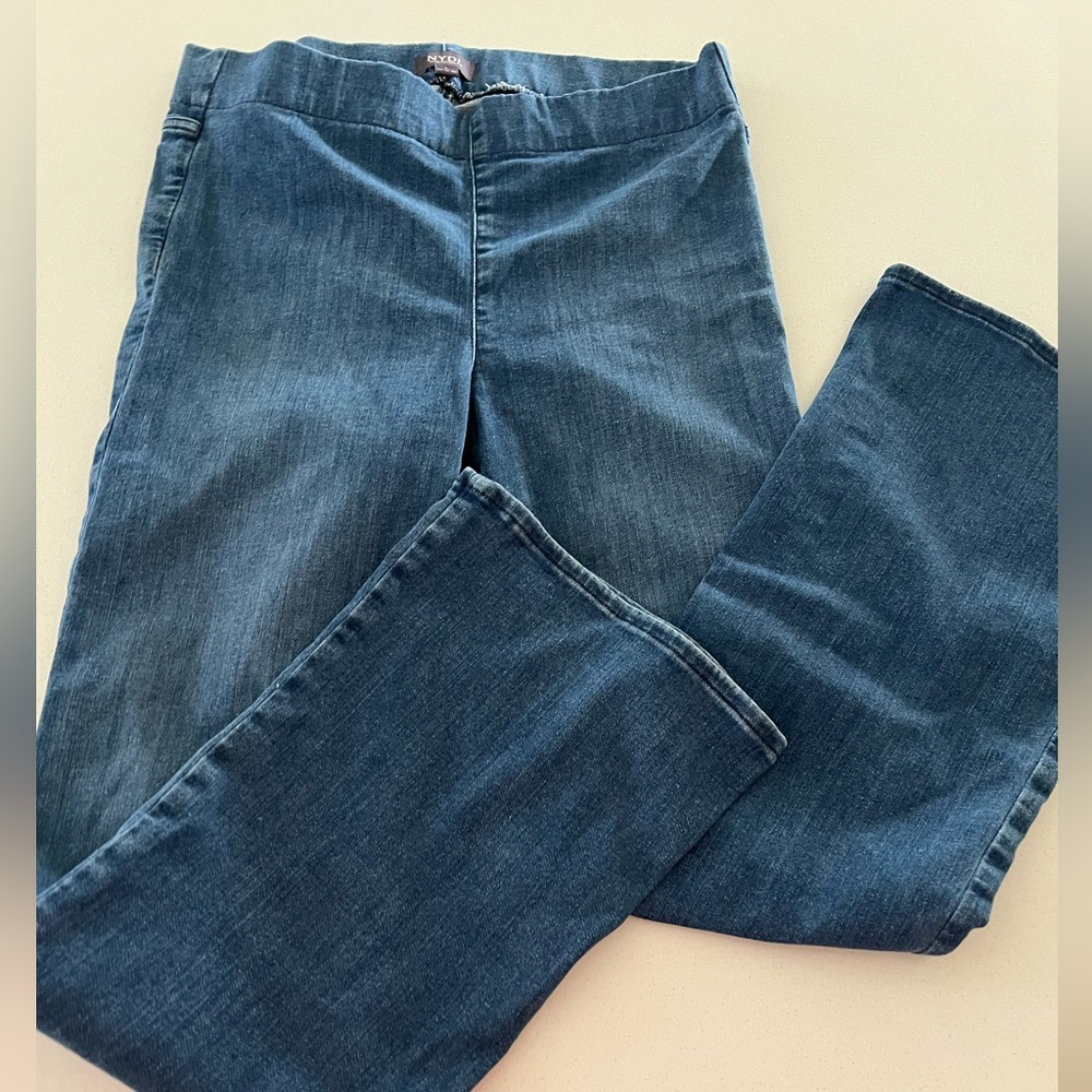 NYDJ | flared leg pull on denim jeans in Foundry blue color - Picture 2 of 5